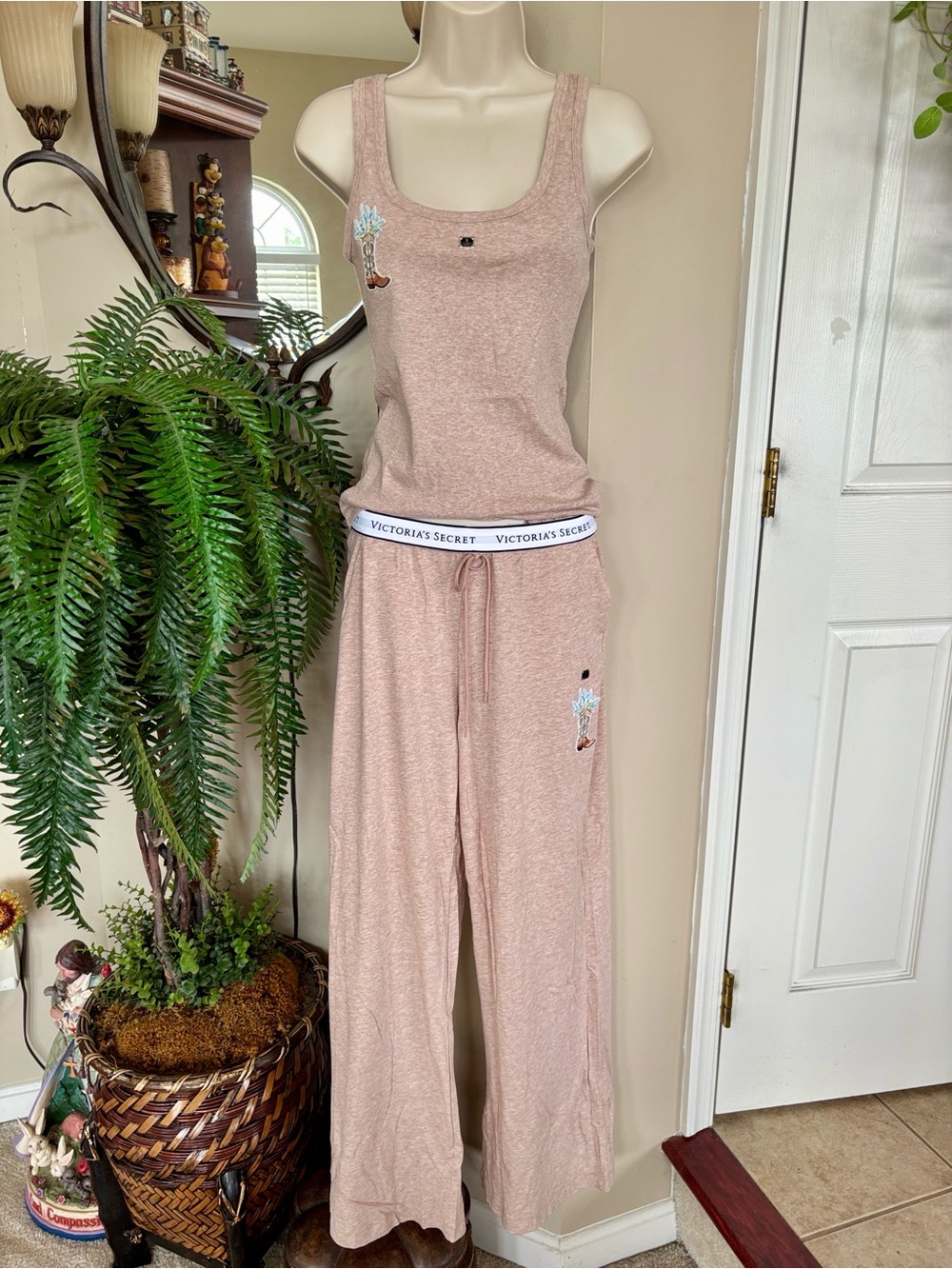 Custom VICTORIA'S SECRET 100% COTTON TANK TOP & PANTS PAJAMA SET Cowboy Boots